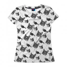 Женская футболка 3D с принтом Кошка Соня , 100% полиэфир ( синтетическое хлопкоподобное полотно) | прямой крой, круглый вырез горловины, длина до линии бедер | котик | кошечка | кошка | мяу