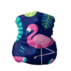 Бандана-труба 3D с принтом Фламинго , 100% полиэстер, ткань с особыми свойствами — Activecool | плотность 150‒180 г/м2; хорошо тянется, но сохраняет форму | Тематика изображения на принте: flamingo | ананас | арбуз | летние | летняя | лето | листья | текстура | фламинго | фрукты