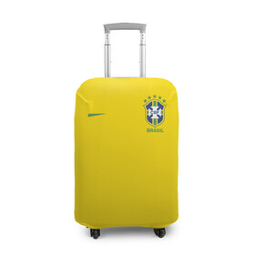 Чехол для чемодана 3D с принтом Бразилия форма (без надписи сзади) , 86% полиэфир, 14% спандекс | двустороннее нанесение принта, прорези для ручек и колес | brasil | championship | cup | football | team | world |  чемпионат мира | бразилии | бразилия | форма | футбол | чм