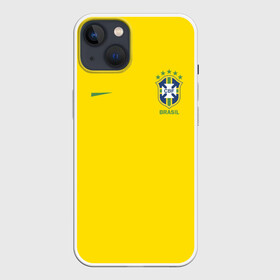 Чехол для iPhone 13 с принтом Бразилия форма (без надписи сзади) ,  |  | brasil | championship | cup | football | team | world |  чемпионат мира | бразилии | бразилия | форма | футбол | чм