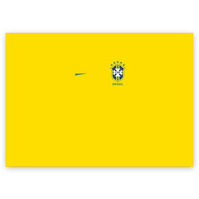 Поздравительная открытка с принтом Бразилия форма (без надписи сзади) , 100% бумага | плотность бумаги 280 г/м2, матовая, на обратной стороне линовка и место для марки
 | brasil | championship | cup | football | team | world |  чемпионат мира | бразилии | бразилия | форма | футбол | чм