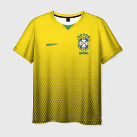 Мужская футболка 3D с принтом Форма Бразилии с текстурой , 100% полиэфир | прямой крой, круглый вырез горловины, длина до линии бедер | 