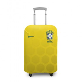 Чехол для чемодана 3D с принтом Сборная Бразилии узор соты , 86% полиэфир, 14% спандекс | двустороннее нанесение принта, прорези для ручек и колес | brazil | championship | cup | football | team | world | бразилия | форма | футбол | чемпионат мира | чм