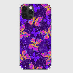 Чехол для iPhone 12 Pro Max с принтом Розовые бабочки , Силикон |  | butterflies | бабочки | паттерн | розовый | фиолетовый