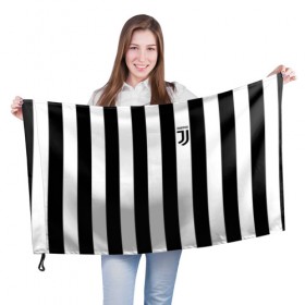 Флаг 3D с принтом JUVENTUS , 100% полиэстер | плотность ткани — 95 г/м2, размер — 67 х 109 см. Принт наносится с одной стороны | juventus | полоски | спорт | футбол | эмблема
