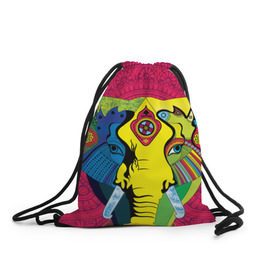 Рюкзак-мешок 3D с принтом Мама Индия. Ганеша , 100% полиэстер | плотность ткани — 200 г/м2, размер — 35 х 45 см; лямки — толстые шнурки, застежка на шнуровке, без карманов и подкладки | ганеша | индия | кислота | психоделика | слон | ярко