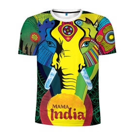 Мужская футболка 3D спортивная с принтом Мама Индия , 100% полиэстер с улучшенными характеристиками | приталенный силуэт, круглая горловина, широкие плечи, сужается к линии бедра | Тематика изображения на принте: ганеша | гималаи | индия | йога | кислота | практика | психоделика | слон | ярко