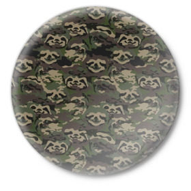 Значок с принтом Лига лени ,  металл | круглая форма, металлическая застежка в виде булавки | Тематика изображения на принте: камуфляж | ленивец | лень