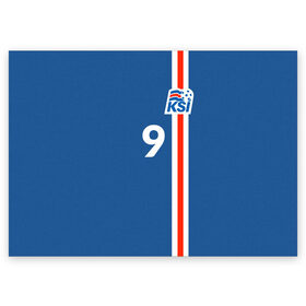 Поздравительная открытка с принтом KSI 9 SIGURDARSON , 100% бумага | плотность бумаги 280 г/м2, матовая, на обратной стороне линовка и место для марки
 | fc | football | football club | iceland | ksi | sport | исландия | сборная исландии | спорт | спортивные | униформа | фирменные цвета | фк | футбол | футбольный клуб