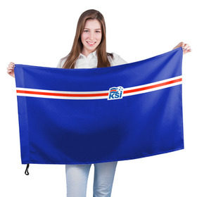 Флаг 3D с принтом KSI ICELAND SPORT , 100% полиэстер | плотность ткани — 95 г/м2, размер — 67 х 109 см. Принт наносится с одной стороны | fc | football | football club | iceland | ksi | sport | исландия | сборная исландии | спорт | спортивные | униформа | фирменные цвета | фк | футбол | футбольный клуб