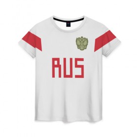 Женская футболка 3D с принтом Сборная России 2018 , 100% полиэфир ( синтетическое хлопкоподобное полотно) | прямой крой, круглый вырез горловины, длина до линии бедер | 