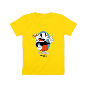 Детская футболка хлопок с принтом Cuphead (4) , 100% хлопок | круглый вырез горловины, полуприлегающий силуэт, длина до линии бедер | Тематика изображения на принте: cuphead | game | retro | uphead