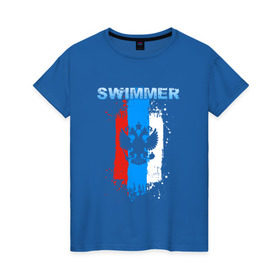 Женская футболка хлопок с принтом Swimmer , 100% хлопок | прямой крой, круглый вырез горловины, длина до линии бедер, слегка спущенное плечо | пловец | пловчиха