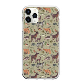 Чехол для iPhone 11 Pro матовый с принтом Wild animals , Силикон |  | Тематика изображения на принте: animals | deer | forest | fox | nature | wild nature | дикие животные | ёжик | лес | лиса | олень | природа | рыба
