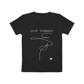 Детская футболка хлопок с принтом LOVE YOURSELF_ , 100% хлопок | круглый вырез горловины, полуприлегающий силуэт, длина до линии бедер | Тематика изображения на принте: bangtan boys | bts | бантаны | бтс