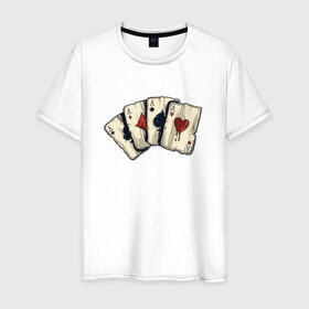 Мужская футболка хлопок с принтом Старые карты , 100% хлопок | прямой крой, круглый вырез горловины, длина до линии бедер, слегка спущенное плечо. | cards | карты