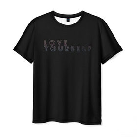 Мужская футболка 3D с принтом LOVE YOURSELF_5 , 100% полиэфир | прямой крой, круглый вырез горловины, длина до линии бедер | bangtan boys | bts | бантаны | бтс