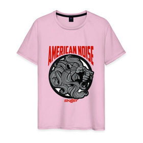 Мужская футболка хлопок с принтом Skillet - American noise , 100% хлопок | прямой крой, круглый вырез горловины, длина до линии бедер, слегка спущенное плечо. | 
