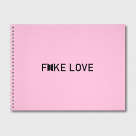 Альбом для рисования с принтом FAKE LOVE_pink , 100% бумага
 | матовая бумага, плотность 200 мг. | bangtan boys | bts | бантаны | бтс
