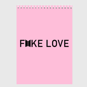Скетчбук с принтом FAKE LOVE_pink , 100% бумага
 | 48 листов, плотность листов — 100 г/м2, плотность картонной обложки — 250 г/м2. Листы скреплены сверху удобной пружинной спиралью | bangtan boys | bts | бантаны | бтс