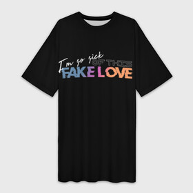 Платье-футболка 3D с принтом FAKE LOVE ,  |  | bangtan boys | bts | бантаны | бтс