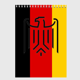 Скетчбук с принтом German eagle , 100% бумага
 | 48 листов, плотность листов — 100 г/м2, плотность картонной обложки — 250 г/м2. Листы скреплены сверху удобной пружинной спиралью | герб | германский | немецкий | орел | флаг