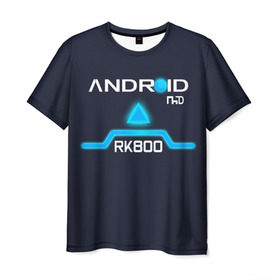 Мужская футболка 3D с принтом ANDROID RK800 CONNOR , 100% полиэфир | прямой крой, круглый вырез горловины, длина до линии бедер | connor | cyberlife | detroit become human | deviant | kara | markus | ps4 | rk800 |  detroit: become human | детроит | детроит: стать человеком | игры | кара | коннор | конор | кэра | маркус | пиратs | эксклюзив