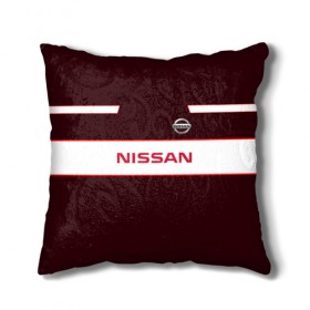 Подушка 3D с принтом Nissan , наволочка – 100% полиэстер, наполнитель – холлофайбер (легкий наполнитель, не вызывает аллергию). | состоит из подушки и наволочки. Наволочка на молнии, легко снимается для стирки | 