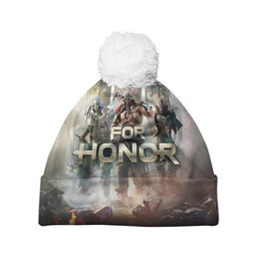 Шапка 3D c помпоном с принтом For Honor , 100% полиэстер | универсальный размер, печать по всей поверхности изделия | and | hack | slash | викинг | за честь | игра | оружие | рыцарь | самурай | стратегия | файтинг