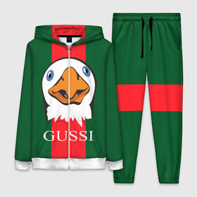 Женский костюм 3D с принтом GUSSI ,  |  | gucci | gussi ga ga ga | gussi gang | бренд | гусь | птица