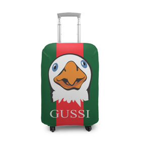 Чехол для чемодана 3D с принтом GUSSI , 86% полиэфир, 14% спандекс | двустороннее нанесение принта, прорези для ручек и колес | gucci | gussi ga ga ga | gussi gang | бренд | гусь | птица
