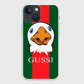 Чехол для iPhone 13 mini с принтом GUSSI ,  |  | gucci | gussi ga ga ga | gussi gang | бренд | гусь | птица