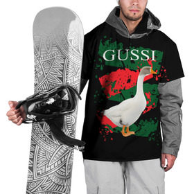Накидка на куртку 3D с принтом Gussi , 100% полиэстер |  | gucci | gussi ga ga ga | gussi gang | бренд | гусь | птица