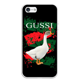 Чехол для iPhone 5/5S матовый с принтом Gussi , Силикон | Область печати: задняя сторона чехла, без боковых панелей | gucci | gussi ga ga ga | gussi gang | бренд | гусь | птица