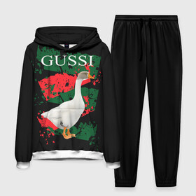 Мужской костюм 3D (с толстовкой) с принтом Gussi ,  |  | gucci | gussi ga ga ga | gussi gang | бренд | гусь | птица