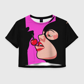 Женская футболка Cropp-top с принтом Catwoman , 100% полиэстер | круглая горловина, длина футболки до линии талии, рукава с отворотами | 