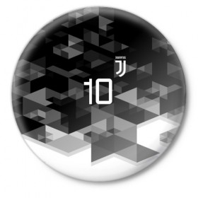 Значок с принтом JUVE 10 DYBALA ,  металл | круглая форма, металлическая застежка в виде булавки | fc | football | football club | juventus | sport | спорт | спортивные | униформа | фирменные цвета | фк | футбол | футбольный клуб | ювентус