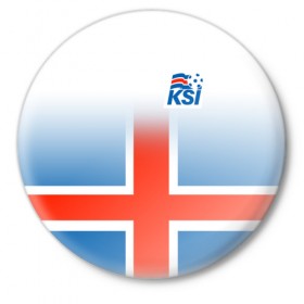 Значок с принтом KSI ICELAND SPORT ,  металл | круглая форма, металлическая застежка в виде булавки | 2019 | fc | football | football club | iceland | ksi | sport | исландия | кси | сборная исландии | спорт | спортивные | униформа | фирменные цвета | фк | футбол | футбольный клуб