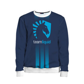 Детский свитшот 3D с принтом TEAM LIQUID E-SPORT , 100% полиэстер | свободная посадка, прямой крой, мягкая тканевая резинка на рукавах и понизу свитшота | 2019 | blue | cybersport | esport | liquid | logo | pro league | team | team liquid | киберспорт | логотип | тим ликвид | фирменные цвета