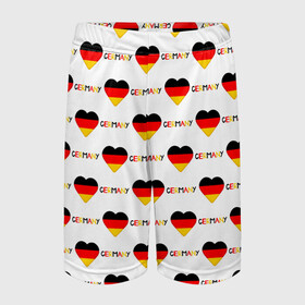 Детские спортивные шорты 3D с принтом Love Germany ,  100% полиэстер
 | пояс оформлен широкой мягкой резинкой, ткань тянется
 | Тематика изображения на принте: germany | германия