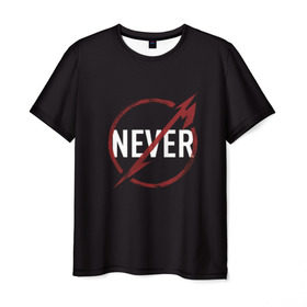 Мужская футболка 3D с принтом Metallica Never , 100% полиэфир | прямой крой, круглый вырез горловины, длина до линии бедер | металика | металлика | никогда | рок