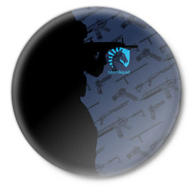 Значок с принтом TEAM LIQUID E-SPORT CS GO ,  металл | круглая форма, металлическая застежка в виде булавки | 2019 | blue | cs go | cybersport | esport | liquid | logo | pro league | team | team liquid | киберспорт | логотип | тим ликвид | фирменные цвета