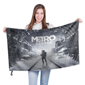Флаг 3D с принтом Metro Exodus: Артём , 100% полиэстер | плотность ткани — 95 г/м2, размер — 67 х 109 см. Принт наносится с одной стороны | 4a games | deep silver | metro | метро