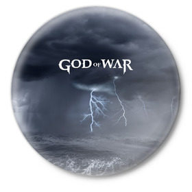 Значок с принтом God of WAR ,  металл | круглая форма, металлическая застежка в виде булавки | 