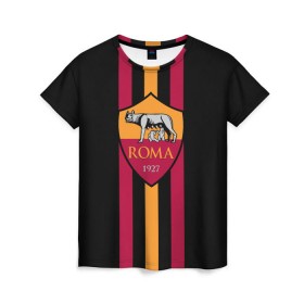 Женская футболка 3D с принтом FC Roma Lines , 100% полиэфир ( синтетическое хлопкоподобное полотно) | прямой крой, круглый вырез горловины, длина до линии бедер | football | italia | logo | roma | sport | италия | лого | спорт | фк | футбол | футбольный клуб | эмблема
