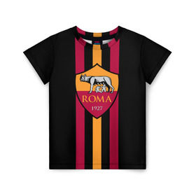 Детская футболка 3D с принтом FC Roma Lines , 100% гипоаллергенный полиэфир | прямой крой, круглый вырез горловины, длина до линии бедер, чуть спущенное плечо, ткань немного тянется | football | italia | logo | roma | sport | италия | лого | спорт | фк | футбол | футбольный клуб | эмблема