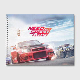 Альбом для рисования с принтом Need for Speed Payback , 100% бумага
 | матовая бумага, плотность 200 мг. | авто | аркада | гонки | жажда | машины | мода | популярные | расплата | скорости