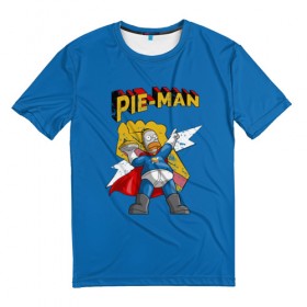 Мужская футболка 3D с принтом Гомер Супергерой , 100% полиэфир | прямой крой, круглый вырез горловины, длина до линии бедер | 