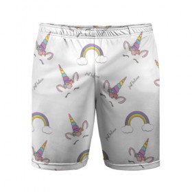 Мужские шорты 3D спортивные с принтом Just belive ,  |  | belive | unicorn | unicorns | верь | единорог | единороги | облака | просто верь | радуга