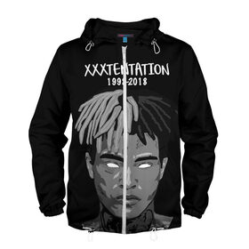 Мужская ветровка 3D с принтом Xxxtentation RIP , 100% полиэстер | подол и капюшон оформлены резинкой с фиксаторами, два кармана без застежек по бокам, один потайной карман на груди | Тематика изображения на принте: at | i | look | me | p | r | r.i.p. | revenge | rip | x | xtentation | xxx | рэп